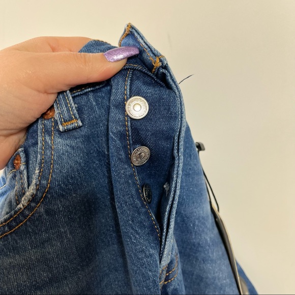 Levi’s 501 high waist crop straight leg Charleston fun distressed hem jeans - Picture 11 of 13